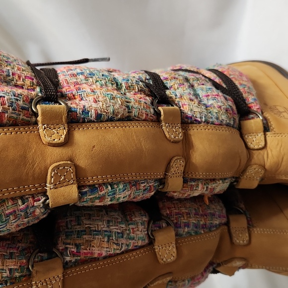 Timberland Multicolored Woven Knit Faux Fur Leather Tall boots (w size 8.5) - Picture 8 of 16